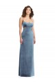 Wholesale Low Back Dusty Blue Sheath Square Neck Long Prom Dress Canada