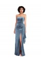 Wholesale Low Back Dusty Blue Sheath Strapless Long Prom Dress Canada