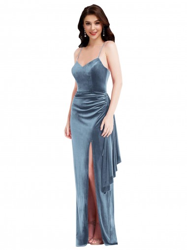 Wholesale Low Back Dusty Blue Trumpet Sweetheart Long Prom Dress Canada