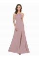 Wholesale Keyhole Back Dusty Pink A-Line High Neck Long Prom Dress Canada