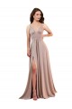 Wholesale Low Back Dusty Pink A-Line V-Neck Long Black Tie Prom Dress Canada