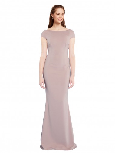Wholesale Tie Back Dusty Pink Mermaid Boat Neck Long Prom Dress Canada