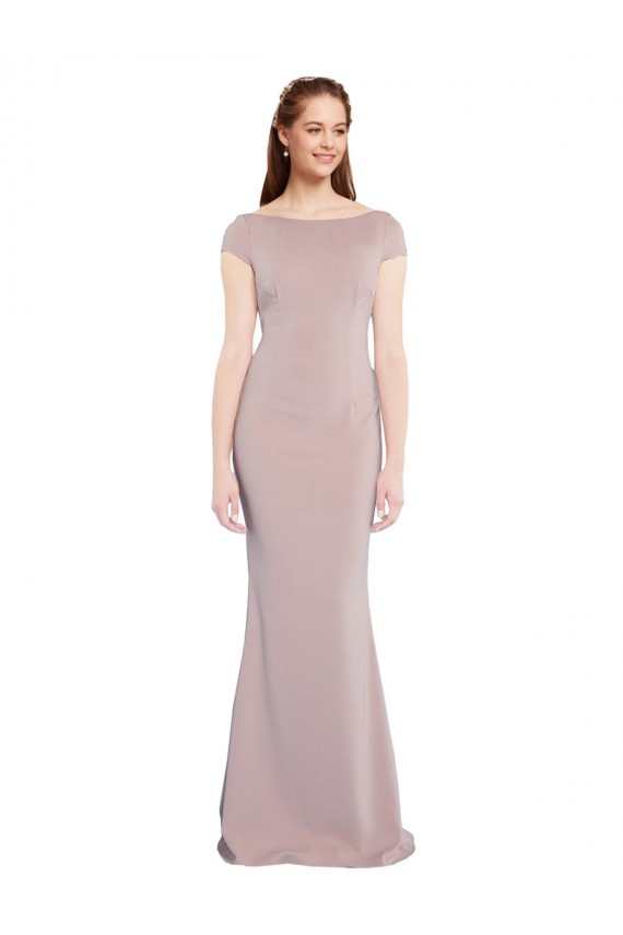 Wholesale Tie Back Dusty Pink Mermaid Boat Neck Long Prom Dress Canada