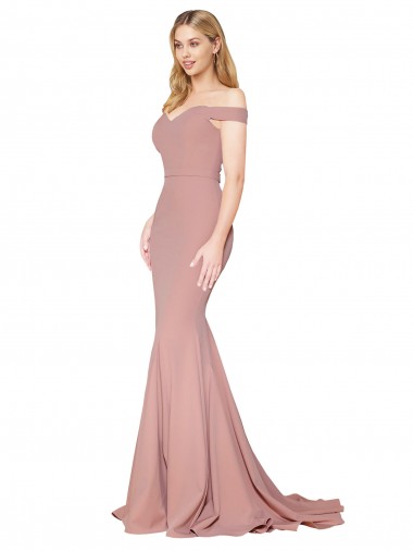 Wholesale Dusty Pink Mermaid High Neck Sweep Train Prom Dress Canada