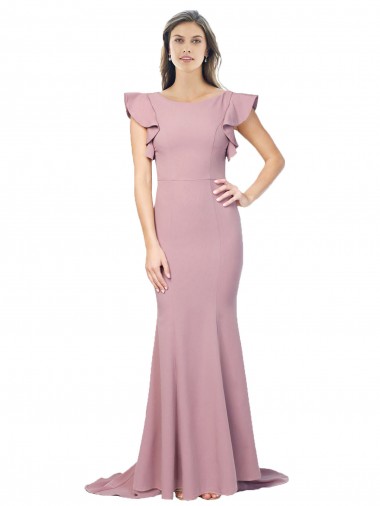 Wholesale V-Back Dusty Pink Mermaid Round Neck Sweep Train Prom Dress Canada