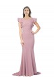 Wholesale V-Back Dusty Pink Mermaid Round Neck Sweep Train Prom Dress Canada