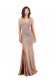 Wholesale Low Back Dusty Pink Mermaid V-Neck Long Black Tie Prom Dress Canada