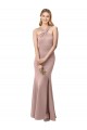 Wholesale Open Back Dusty Pink Sheath High Neck Long Prom Dress Canada