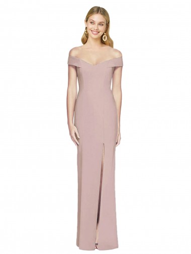 Wholesale Open Back Dusty Pink Trumpet Off the Shoulder Long Prom Dress Canada