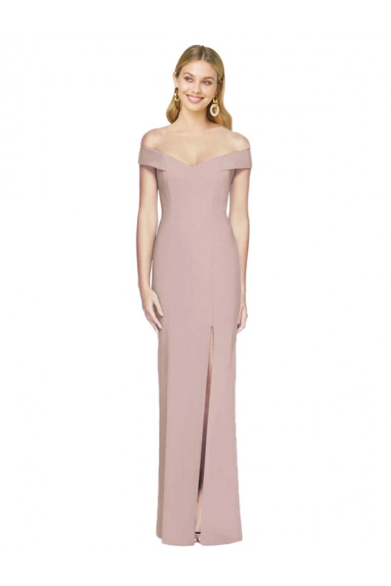 Wholesale Open Back Dusty Pink Trumpet Off the Shoulder Long Prom Dress Canada