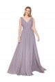 Wholesale V-Back Dusty Rose A-Line High Neck Long Prom Dress Canada