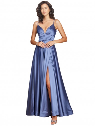 Wholesale Low Back French Blue A-Line Sweetheart Long Black Tie Prom Dress Canada