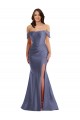 Wholesale Low Back French Blue Mermaid Off the Shoulder Long Black Tie Plus Size Prom Dress Canada
