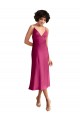 Wholesale Low Back Fuchsia A-Line V-Neck Midi Length Prom Dress Canada
