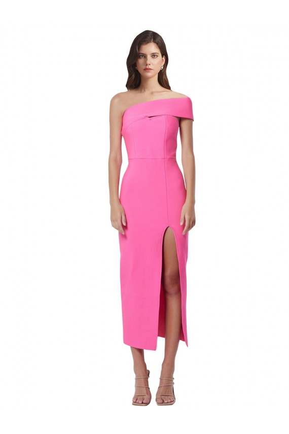 Wholesale Fuchsia Sheath One Shoulder Midi Length Prom Dress Canada