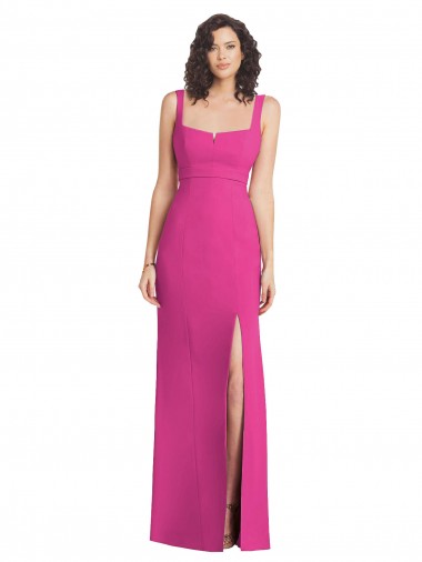 Wholesale Low Back Fuchsia Trumpet Square Neck Long Prom Dress Canada
