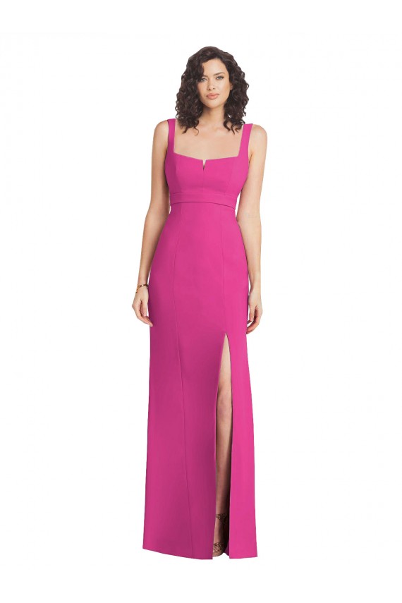 Wholesale Low Back Fuchsia Trumpet Square Neck Long Prom Dress Canada