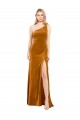 Wholesale Gold A-Line One Shoulder Long Prom Dress Canada