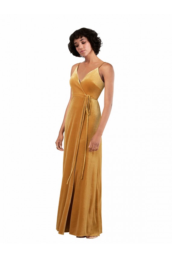 Wholesale V-Back Gold Column V-Neck Long Black Tie Prom Dress Canada