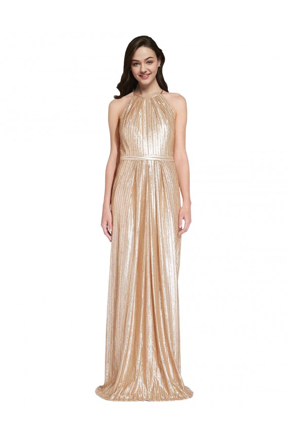 Wholesale Gold Sheath High Neck Long Prom Dress Canada