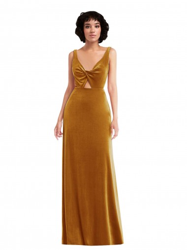 Wholesale V-Back Gold Trumpet V-Neck Long Prom Dress Canada