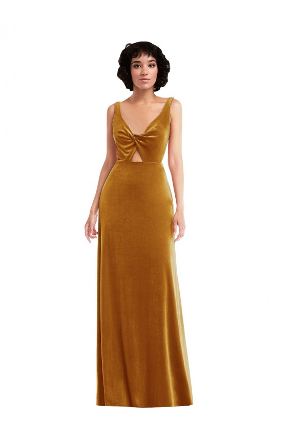 Wholesale V-Back Gold Trumpet V-Neck Long Prom Dress Canada