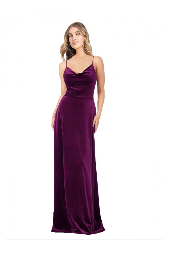 Wholesale Open Back Grape A-Line V-Neck Long Prom Dress Canada