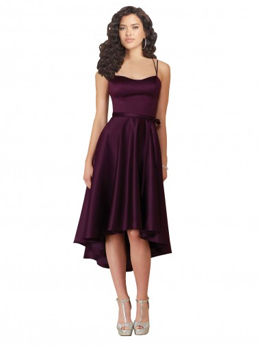 Wholesale Open Back Grape A-Line Scoop Neck Neck Short High Low Prom Dress Canada