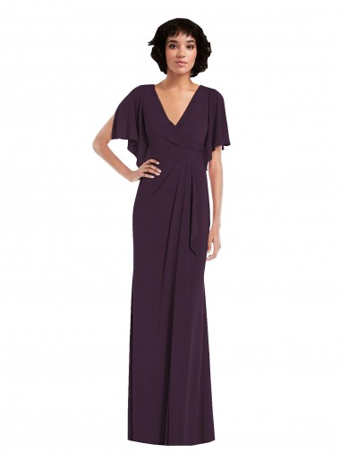 Wholesale Grape Sheath V-Neck Long Prom Dress Canada