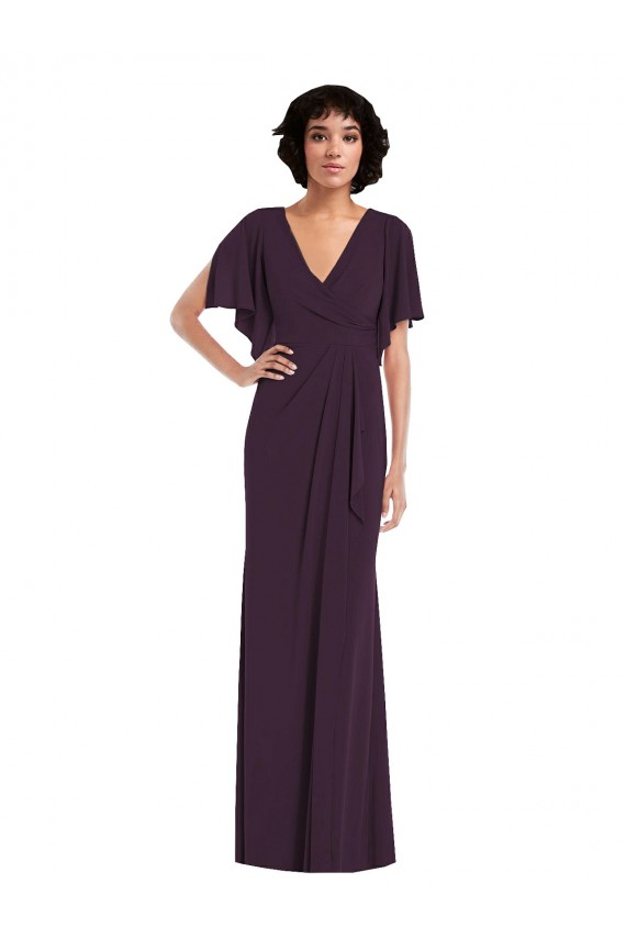 Wholesale Grape Sheath V-Neck Long Prom Dress Canada