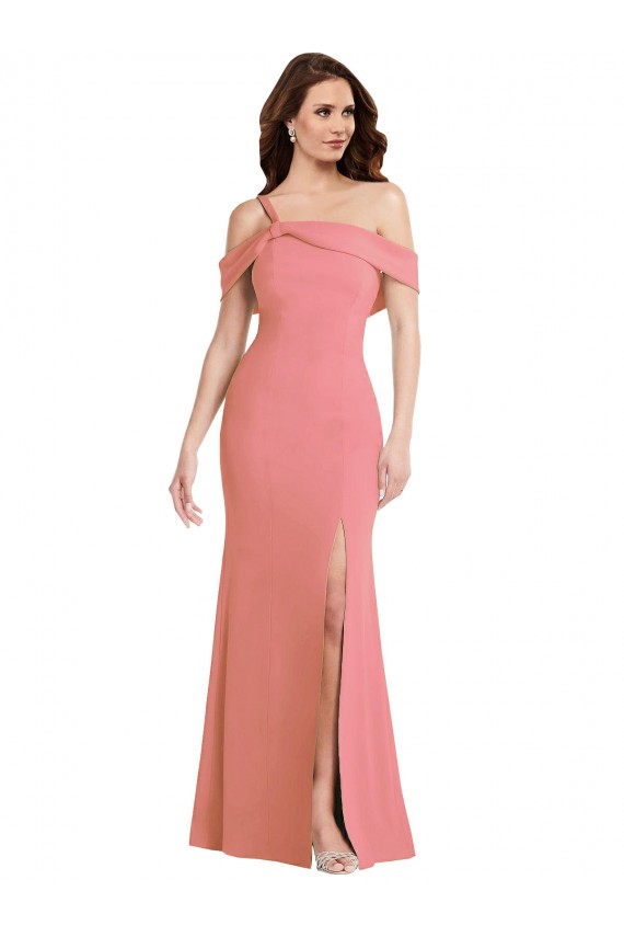 Wholesale Low Back Hot Pink Trumpet One Shoulder Long Prom Dress Canada