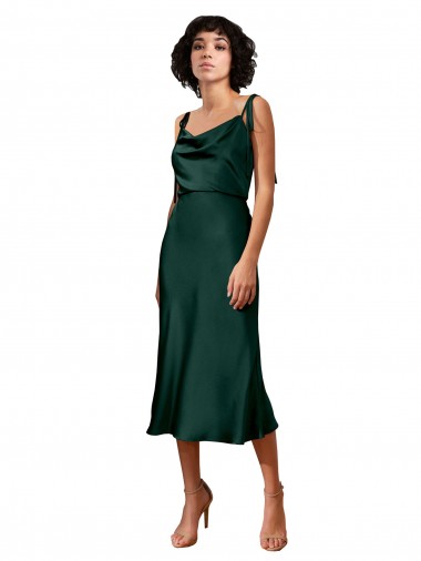 Wholesale Hunter Sheath Cowl Neck Midi Length Black Tie Prom Dress Canada
