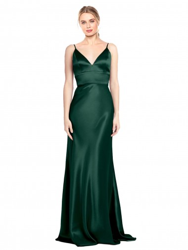 Wholesale V-Back Hunter Sheath High Neck Long Prom Dress Canada