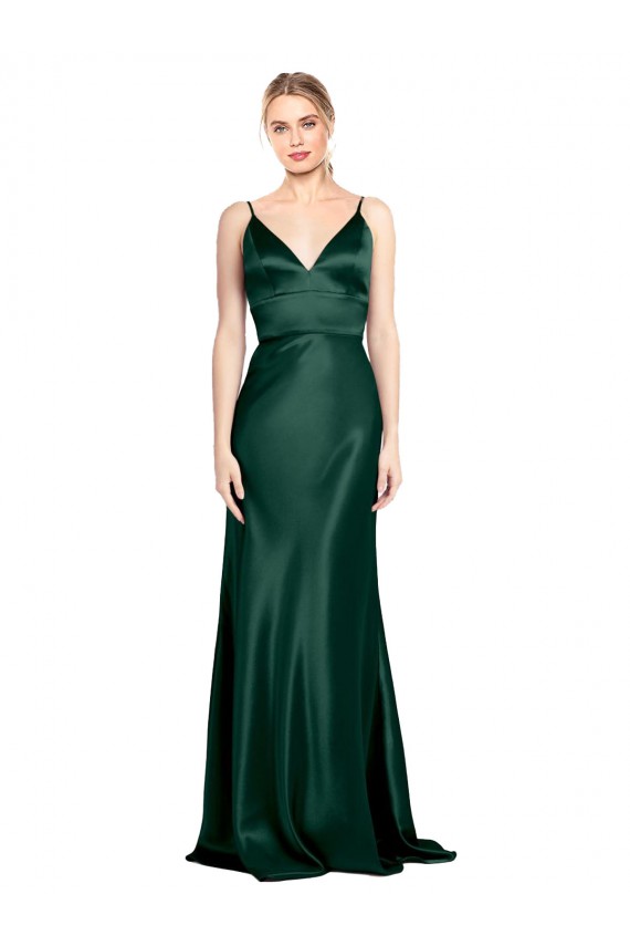 Wholesale V-Back Hunter Sheath High Neck Long Prom Dress Canada