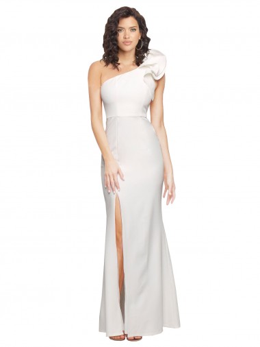 Wholesale Ivory Sheath One Shoulder Long Prom Dress Canada