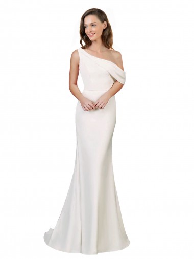 Wholesale Ivory Sheath One Shoulder Sweep Train Prom Dress Canada