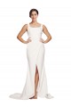 Wholesale Low Back Ivory Sheath Square Neck Sweep Train Prom Dress Canada