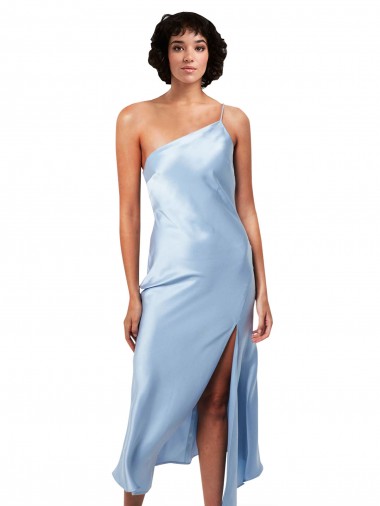 Wholesale Light Sky Blue A-Line One Shoulder Midi Length Prom Dress Canada