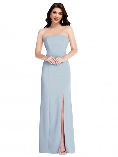Wholesale Light Sky Blue A-Line Strapless Long Stretch Crepe Prom Dress Canada