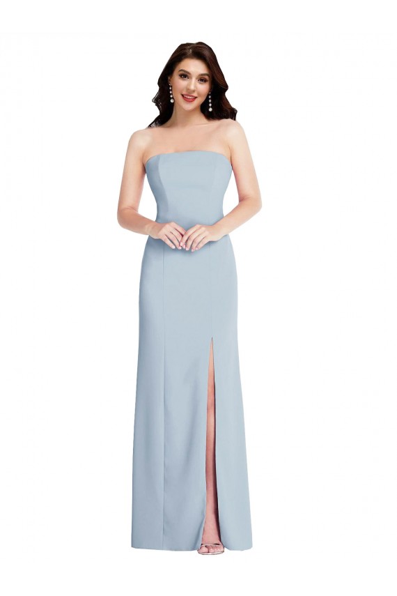 Wholesale Light Sky Blue A-Line Strapless Long Stretch Crepe Prom Dress Canada