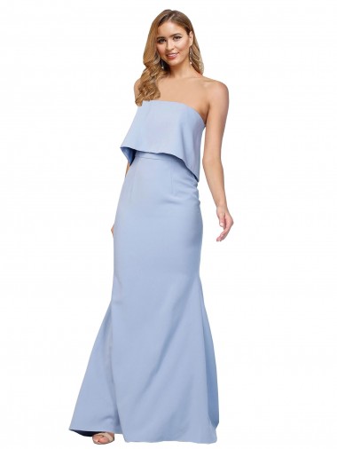 Wholesale Low Back Light Sky Blue A-Line Strapless Long Prom Dress Canada