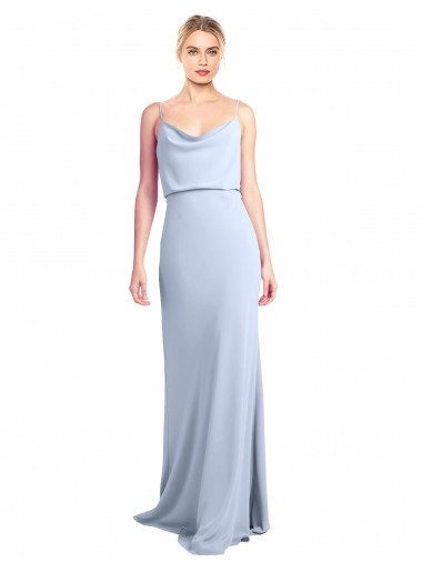 Wholesale V-Back Light Sky Blue Sheath High Neck Long Prom Dress Canada