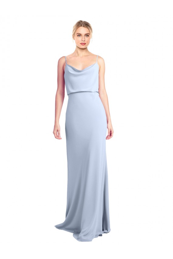 Wholesale V-Back Light Sky Blue Sheath High Neck Long Prom Dress Canada