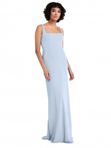 Wholesale Light Sky Blue Sheath Square Neck Long Prom Dress Canada