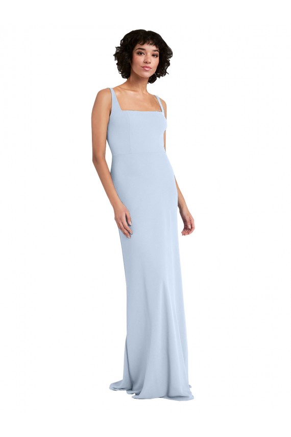 Wholesale Light Sky Blue Sheath Square Neck Long Prom Dress Canada