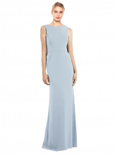 Wholesale Backless Light Sky Blue Trumpet Bateau Neck Long Prom Dress Canada