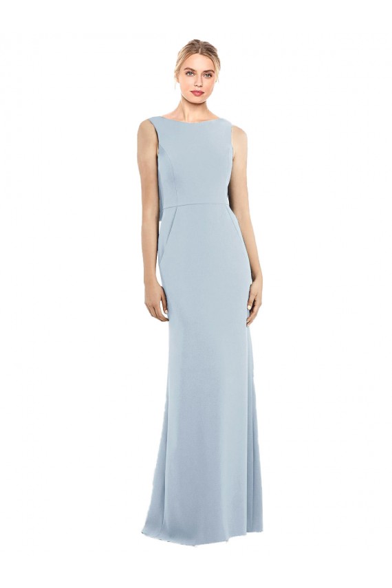 Wholesale Backless Light Sky Blue Trumpet Bateau Neck Long Prom Dress Canada