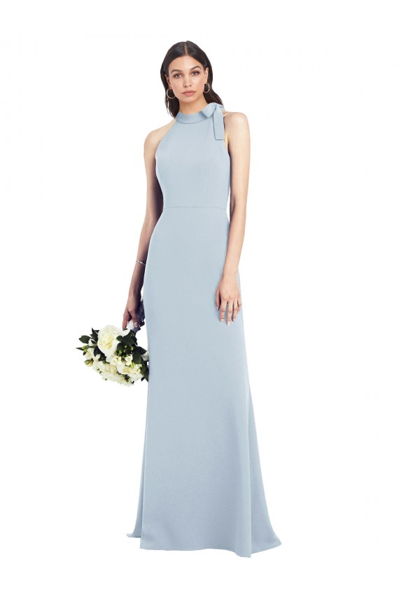 Wholesale Light Sky Blue Trumpet Bow Neck Long Stretch Crepe Prom Dress Canada
