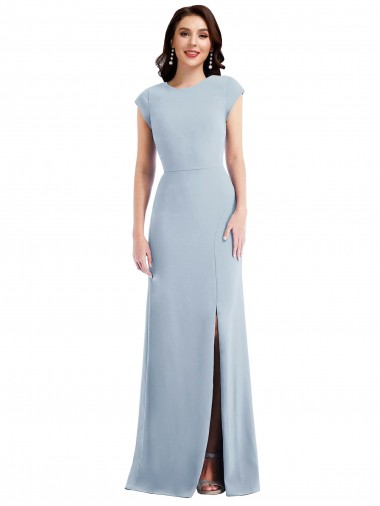 Wholesale Open Back Light Sky Blue Trumpet Long Prom Dress Canada
