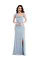 Wholesale Light Sky Blue Trumpet One Shoulder Long Stretch Crepe Evening Prom Dress Canada